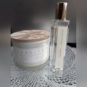 Sand and Fog fresh laundry candle bundle with laundry day linen spray